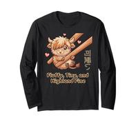 Bacchette Carine Kawaii Fluffy Tiny Highland Cow Meme Maglia a Manica