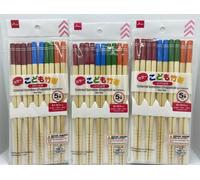 Bacchette di bambù colorate per bambini (con antiscivolo) 5 paia x 3 set Dais...