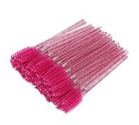 Bacchette di mascara per trucco usa e getta in nylon per sopracciglio per ciglia, pennello portatile 50pcs (Rosa rosso)