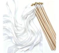 Bacchette Matrimonio Wedding Wands 20 Pezzi con Campanelle,bianco | Decorazione Romantica per Matrimonio con Pizzo & Nastri di Raso per Comune, Chiesa e Corteggio
