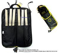 BACCHETTE PER BATTERIA 5A OFFERTA DI n° 6 PAIA COMPLETE DI BORSA PORTABACCHETTE