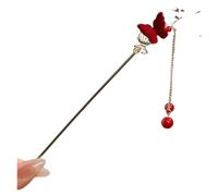 Bacchette per capelli 1pc rosso tornante fiori farfalla nappa design retrò estetica tradizionale accessorio for capelli cosplay quotidiano per Donne(Color 2)