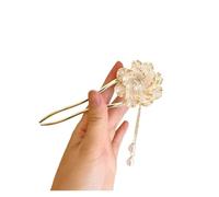 Bacchette per Capelli 2 pezzi di bastoncini for capelli a forma U retrò, con forchette, motivo floreale viola/bianco, perle pendenti, decorazione for da donna, gioielli for creare chignon(G2)