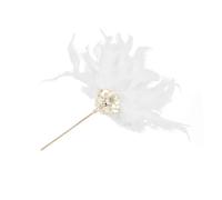 Bacchette per Capelli 2 pezzi forcina tradizionale con piume di pavone, for donne, accessori for capelli a forma ventaglio, lunghi in lega, fiori(White)