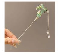 Bacchette per Capelli 2 pezzi Linglan fiore nappa forcina imitazione perla disco copricapo for capelli a forma di U bastoncino for stile antico(Color 09)