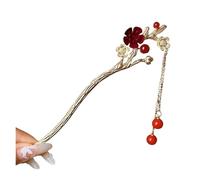 Bacchette per capelli Accessori for capelli da sposa cinesi con nappa e fiore di rosa, for donne, diademi in metallo dorato perle, gioielli retrò for la testa per Donne(Color1)