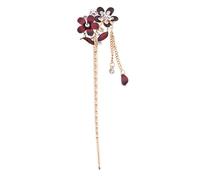 Bacchette per capelli cinesi con strass di cristallo, fiore rosso