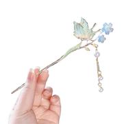Bacchette per capelli Forcina for capelli con fiore, farfalla, perle, bastoncini, forchette, copricapo in lega, for donne e ragazze, abito Hanfu, gioielli cinesi per Donne(Color 02)