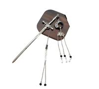 Bacchette per capelli Forcina for capelli con nappa a spada vintage - Bastone for moderno Qipao, accessorio minimalista Hanfu Updo for le donne, versatile abbigliamento quotidiano per Donne(Silver)