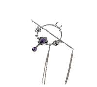 Bacchette per capelli Forcina for capelli in lega intarsiata con strass a foglia retrò a mezzaluna bastoncino for unico da strega dal design di nicchia per Donne(Color D)