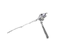 Bacchette per capelli Forcina for capelli in stile cinese, con giada smeraldo, in lega da donna, disco, nicchia for, nappa, accessori Hanfu per Donne(White)