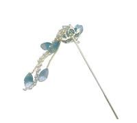 Bacchette per capelli Forcine for capelli con fiori blu sfumati, stile retrò cinese, perle, catena a petalo, gioielli for nappe, for donna per Donne