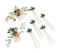 Bacchette per capelli Green Crystal Sparkling Hair Comb Set Handmade Rhinestone Pearl Hairpin Wedding Headwear Jewelry Accessories per Donne(J7145GGREEN)