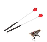 Bacchette per Marimba, Bacchette a Testa in Lana per Percussioni Bacchette per Campane in Gomma per Xilofono, Carillon, Blocco di Legno, Glockenspiel e Campane(Rosso)