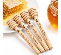 Bacchette per Miele In Legno Personalizzate, Mini Cucchiaio Da Miele | 10-100 Pezzi, Text Inciso Personalizzato, Regali per Matrimonio, Utensili Da Cucina per Dolci, Ricordi Di Festa(10cm)