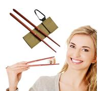 Bacchette pieghevoli, coppia pieghevole in legno massiccio | 32 g peso 205 mm lunghezza aperta | bacchette da viaggio pieghevoli portatili con borsa portaoggetti per picnic escursionismo zaino