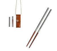 Bacchette Pieghevoli Portatili Bacchette Riutilizzabili Posate Tascabili con Custodia in Pelle E Legno Massello Struttura Collassabile Adatte per , style to 1