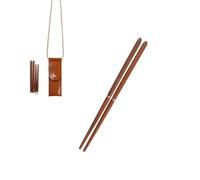 Bacchette Pieghevoli Portatili Bacchette Riutilizzabili Posate Tascabili con Custodia in Pelle E Legno Massello Struttura Collassabile Adatte per , style to 2