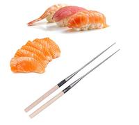 Bacchette sushi giapponesi, bacchette riutilizzabili in acciaio inossidabile Bacchette da cucina chef con manico in legno per ristorante domestico(180mm)