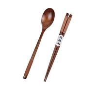 Bacchette Utensili Da Mangiare In Legno Con Cucchiaio Robusti Cucine Cucine Cereali Per Campeggio Portatile Per Famiglie