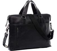 BACCINI® Borsa tracolla porta pc vera pelle LEANDRO grande cartella per laptop computer portatile Messenger portadocumenti Business uomo donna nero prodotto artigianale