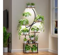BACEKOLL Porta Piante da Interno - Porta Piante con Luci di Crescita, Porta Piante a 8 livelli, Portapiante da Interni altezza 157 CM, Portavasi da Interno a forma di S