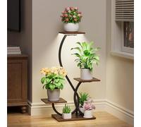 BACEKOLL Supporto per piante da interno con luci di crescita, mensola per piante a forma di S, supporto per piante ad angolo illuminato per coltivazione indoor, supporto per fiori in metallo da 81,3