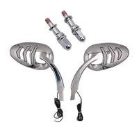 Baceyong 1 coppia di specchietti laterali in alluminio con indicatore di direzione a LED ambra per modelli H*arley, specchietti retrovisori in vetro HD nero per moto
