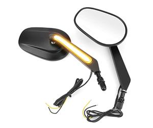 Baceyong 2 Specchio Moto con Indicatore di Direzione LED compatible with,Specchietto retrovisore Moto Regolabile Nero HD Alluminio