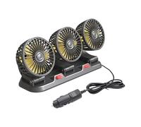 Baceyong 5V/12V/24V Ventola di raffreddamento per auto a tre teste con porta accendisigari/USB per camion, furgone, SUV, camper, barca, rotazione verticale regolabile a 360 ° orizzontale a 180 °