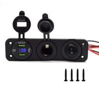 Baceyong Adattatore universale 3-in-1 da 12 V a 24 V per accendisigari da auto, doppio caricatore USB, adattatore accendisigari per auto