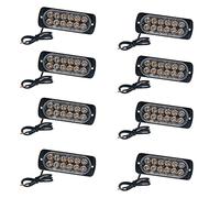 Baceyong Luci stroboscopiche di emergenza auto, 2/4/6/8/10PCS 12 LED luce ambra barra luminosa con lampeggiante guasto avviso griglia per veicolo camion rimorchio furgone