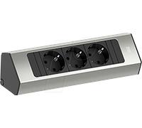 BACHMANN Casia 932.000 - Ciabatta multipla con cavo da 2 m, per montaggio a parete e ad angolo in cucina e ufficio, effetto acciaio inox 932.000 (con rivestimento anti-impronte)