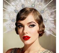 BACH AND BOOZY costume accessori stile anni 1920 copricapo piume bianche