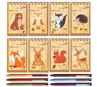 BACH AND BOUJEE Mini quaderni della foresta per i bambini Woodland Bomboniere per feste animali del bosco mini taccuini animali della foresta decorazione per notebook a spirale per aula