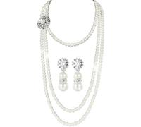 BACH AND BOUJEE set di perle e strass per donna collana di perle bracciale orecchini per matrimoni compleanni addio al nubilato tea party feste anni '20 feste di capodanno