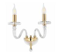 BACH LAMPADA DA PARETE A 2 LUCI CLASSICA ED ELEGANTE IN CRISTALLO E VETRO ORO E CROMO DI ONDALUCE