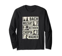 Bach Mozart Beethoven Chopin Wagner Icone Classiche Maglia a Manica