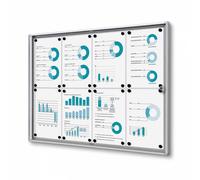 Bacheca con Anta Battente 93,1x65,5x2,6 cm in Alluminio Grigio Chiaro