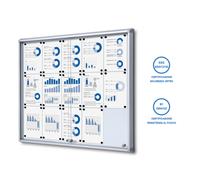 Bacheca con Ante Scorrevoli 116x98,2x5,9 cm in Alluminio Fondo Magnetico Silver