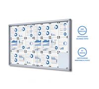 Bacheca con Ante Scorrevoli 160x98,2x5,9 cm in Alluminio Fondo Magnetico Silver