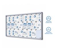 Bacheca con Ante Scorrevoli 181,5X98,2X5,9 cm in Alluminio Fondo Magnetico Silver