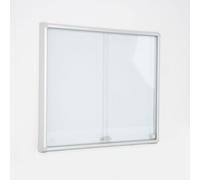 Bacheca con Ante Scorrevoli 72x67,5x5,9 cm in Alluminio Fondo Magnetico Silver