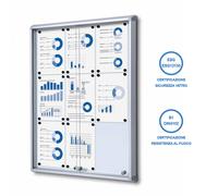 Bacheca con Ante Scorrevoli 72x98,2x5,9 cm in Alluminio Fondo Magnetico Silver