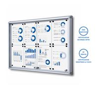 Bacheca con Ante Scorrevoli 94X67,5X5,9 cm in Alluminio Fondo Magnetico Silver