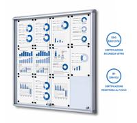 Bacheca con Ante Scorrevoli 94x98,2x5,9 cm in Alluminio Fondo Magnetico Silver