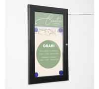 Bacheca con Apertura a Battente 30,1x48,7x2,3 cm in Alluminio Nera