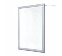 Bacheca con Apertura a Ribalta 100x140 cm in Alluminio Retroilluminata con Led Porta Poster Silver