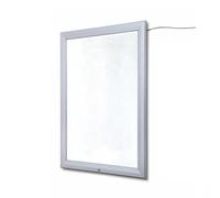 Bacheca con Apertura a Ribalta 70x100 cm in Alluminio Retroilluminata con Led Porta Poster Silver