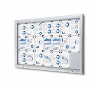 Bacheca da esterno con illuminazione LED, formato 21xA4, profili in alluminio silver, vetro temperato ESG IP56